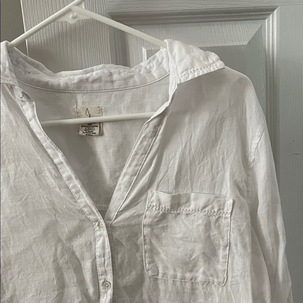 Joie White Linen Button-Up Top